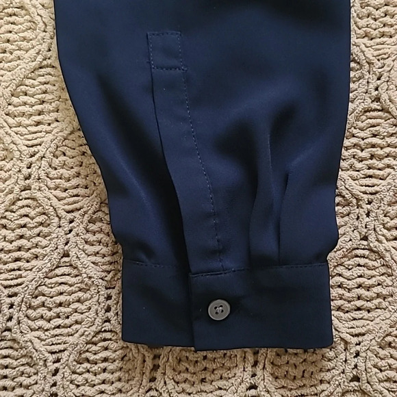Loft Navy Retro Long Sleeve Blouse - Size MP - Picture 5 of 7